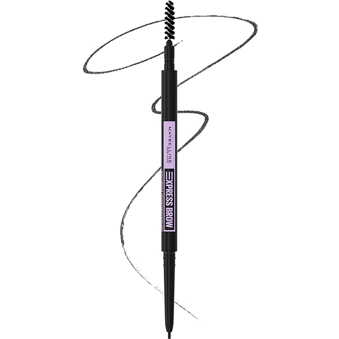 Maybelline Express Brow Ultra Slim Eyebrow Makeup, Brow Pencil with Precision Tip and Spoolie for Defined Eyebrows, Black, 1 Count