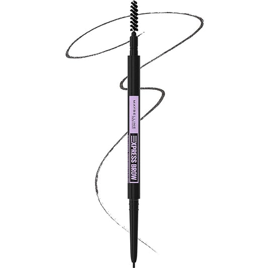 Maybelline Express Brow Ultra Slim Eyebrow Makeup, Brow Pencil with Precision Tip and Spoolie for Defined Eyebrows, Black, 1 Count