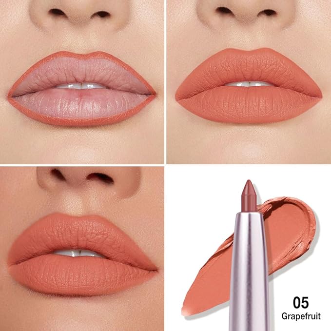 Retractable Lipliner Pencil Waterproof Makeup for Lip Liner and Eye Liner, Smooth and Creamy, Long Lasting Matte Finish, Vegan Beauty, Matte Velvet Pigmented Lip Liner (05#Grapefruit Red, 1)