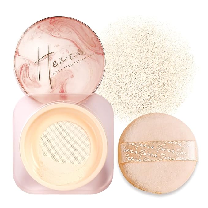 HEXZE Loose Setting Powder, Face Powder Makeup & Finishing Powder for Light, Medium & Tan Skin Tones, Mattifying Finish and Shine Control Light-skinned