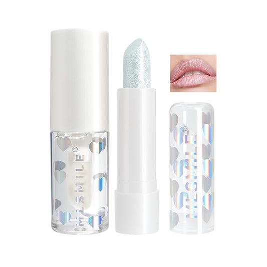 Hydrating Diamond Shine Lipstick, Pearlescent Glitter Waterproof Lip Balm, Long-Lasting Moisturizing Lipstick, Lip Makeup for Women Girls Fuller Lips, 01 Snow Light