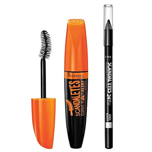 Rimmel ScandalEyes Curve Alert Mascara with ScandalEyes Waterproof Kohl Kajal Liner, 1 Set, Combo