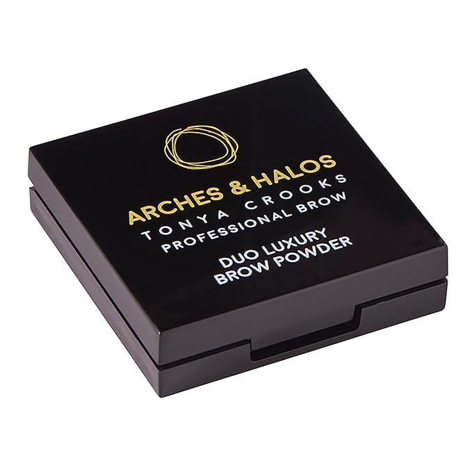 Arches & Halos Duo Luxury Brow Powder - Two-for-One Versatile Compact Powder - Get Full, Defined Brows - Vegan and Cruelty Free Makeup - Mocha Blonde - 0.88 oz