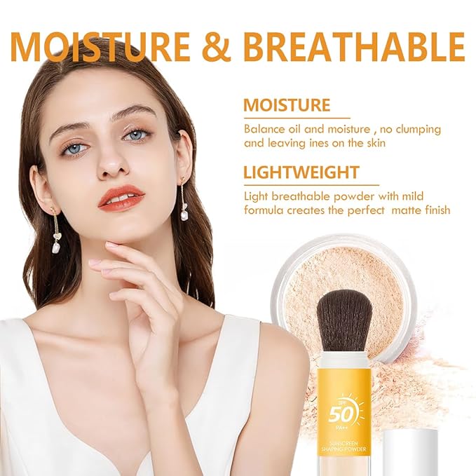 Sunscreen Setting Powder for Face,Mineral Powder Sunscreen Oil Control Natural Matte Finish Breathable,Long-lasting Face Powder SPF,All Skin (1 PCS)