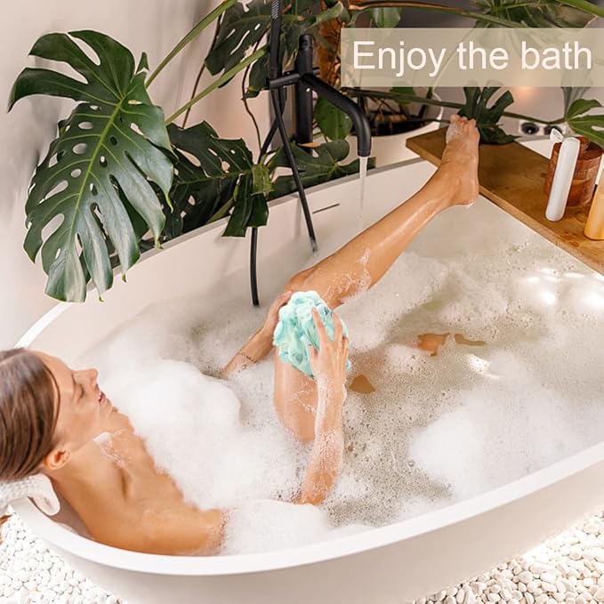 10 Pack Loofah Bath Sponge Luffa, Exfoliating Shower Pouf Balls for Women,Men,Scrubber Cleaning Loofah Bathing Accessories