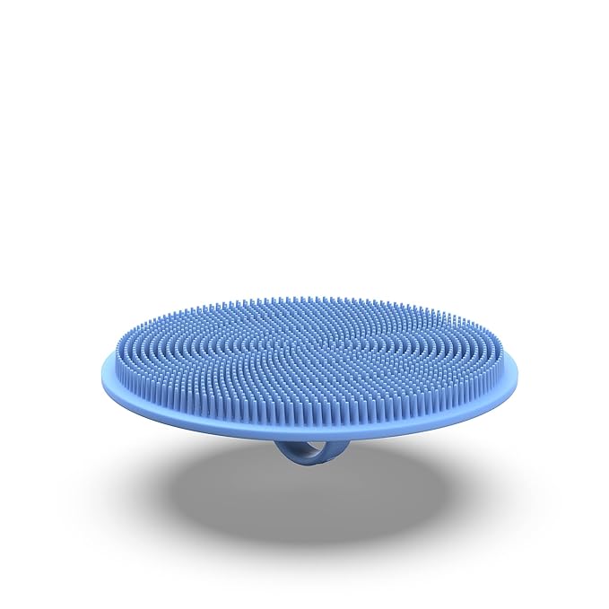 Boie USA Antimicrobial Loop Body Scrubber - Soft Silicone-Like Exfoliating Shower Scrubber, Body Cleansing Brush - Hang-to-Wall Loofah Replacement - Body Exfoliator for All Skin Types - Blue