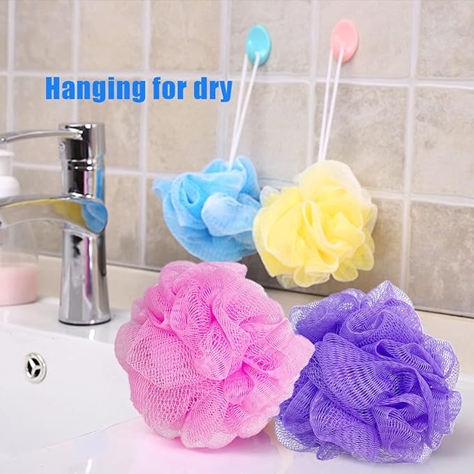 10 Pcs Bath Loofah Shower,Small Mesh Sponge Pouf Colorful Exfoliating Scrubber for Kids Women Men Body Wash,Random Color
