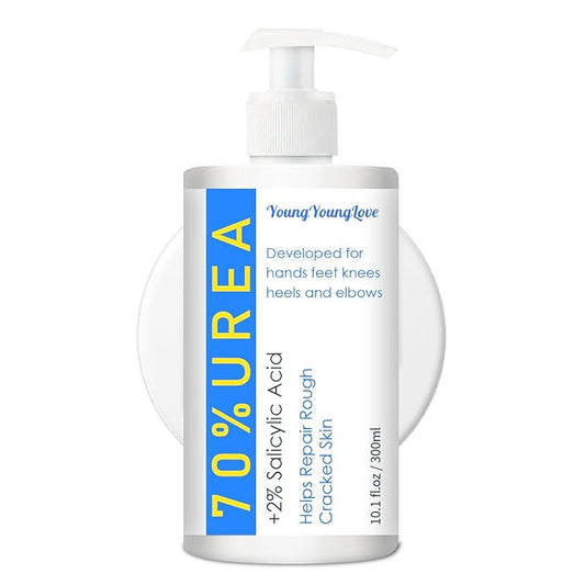 10.1 Oz - Urea Cream 70% plus Salicylic Acid 2% for Dry Cracked Feet, Heels, Knees, Elbows and Hands, Moisturizes, Softens and Removes Calluses Dead Skin