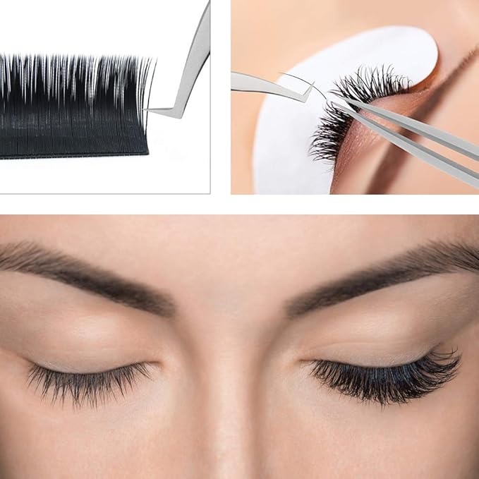 QUEWEL Eyelash Extensions 0.15mm C Curl 10mm Supplies Matte Black Individual Eyelashes Salon Use|0.03/0.05/0.07/0.10/0.15/0.20mm C/D Single 8-18mm Mix 8-15mm/10-15mm|（0.15 C 10mm）