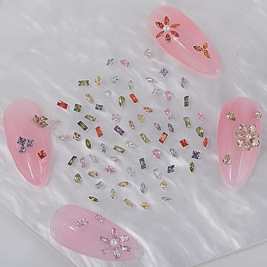100pcs Mini Nail Rhinestones Colorful Zircon Rhinestones for Nails 3D Pointed Bottom Rhinestone Charms for Nails Design Nail Gems Nail Crystals Rinestones Set Nail Diamonds Rhinestones for Crafting