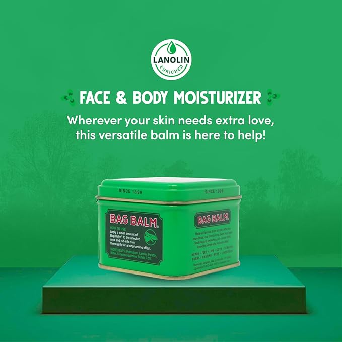 Bag Balm Vermont's Original for Cracked Hands, Dry Skin - Moisturizing Lotion Salve 8 Ounce - 2 Pack