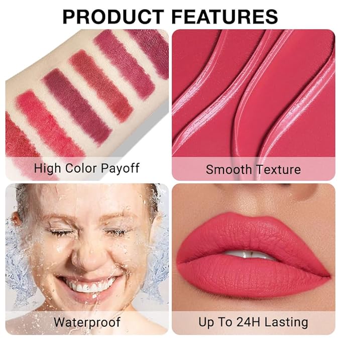 Retractable Lipliner Pencil Waterproof Makeup for Lip Liner and Eye Liner, Smooth and Creamy, Long Lasting Matte Finish, Vegan Beauty, Matte Velvet Pigmented Lip Liner (11#Rogue Red, 1)