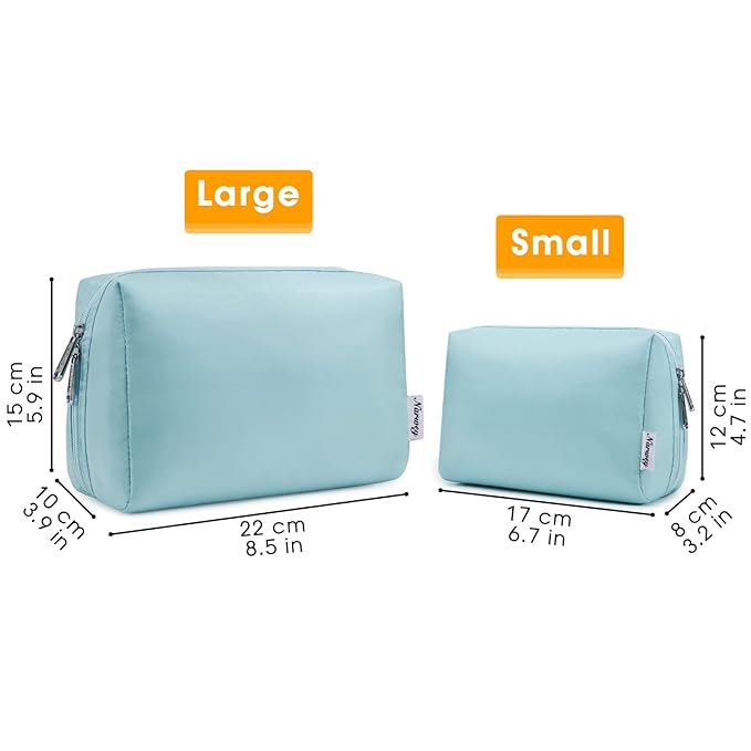 Narwey Cute Makeup Bag Travel Cosmetic Bag Organizer Toiletry Bag Make Up Bags with Compartments for Women Girls (Large, Sky Blue)