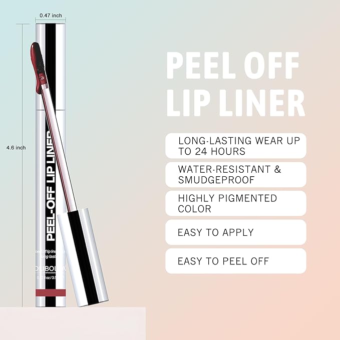 Peel Off Lip Liner Stain 3 Colors, Lip Stain Peel Off Long Lasting Brown Lip Liner Set Matte Lip Tint Stain Tattoo Transfer Proof Highly Pigmented Color Precise Lip Pencil Contour for Women