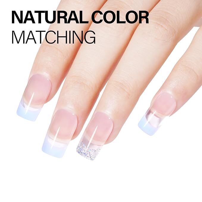 AILLSA Clear Dip Powder - Transparent Crystal French Nail Colors, Build Powder, No Lamp Needed, Easy DIY Home Nail Salon Manicure
