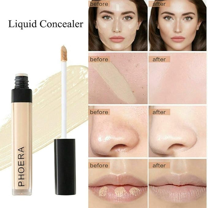AQUAPURITY PHOERA Liquid Concealer Full Coverage Makeup Face Moisturizer Foundation Conceal Under Eye Dark Circles (104 CUSTARD)