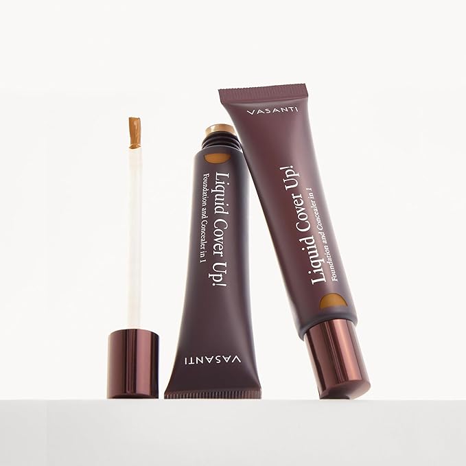 VASANTI Oil-Free Foundation & Concealer in 1 - Liquid Cover-Up (V6) - Full Matte Coverage Long Lasting Paraben-Free Vegan Friendly Makeup