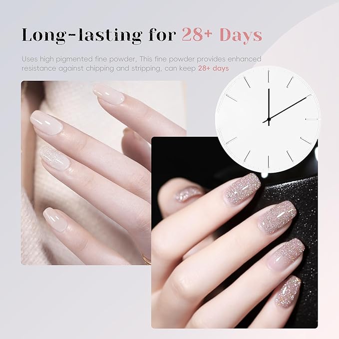 Dip Powder Nail Kit Starter, All Seasons Light Bean Paste Red Silver Glitter Dipping Powder Liquid Set with Base Top Coat and Activator for Nail Art Manicure Salon DIY 9 Pcs