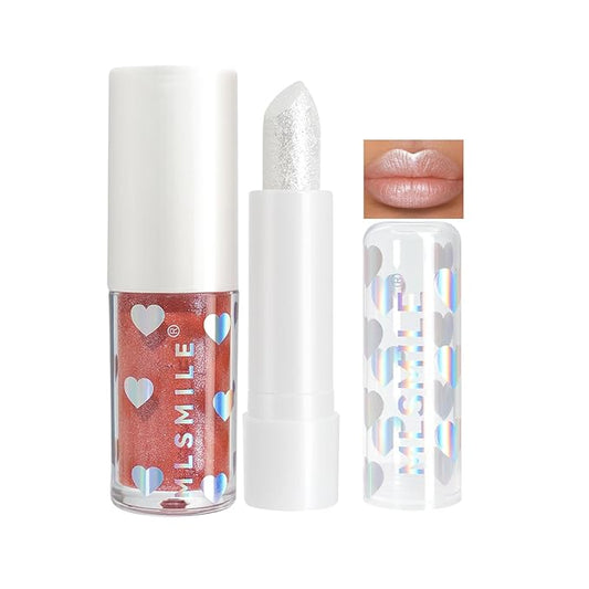Hydrating Diamond Shine Lipstick, Pearlescent Glitter Waterproof Lip Balm, Long-Lasting Moisturizing Lipstick, Lip Makeup for Women Girls Fuller Lips, 02 Swan