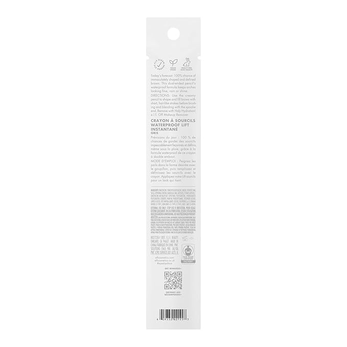 e.l.f. Instant Lift Waterproof Brow Pencil, Long-Lasting Eyebrow Pencil For Grooming & Shaping Brows, Vegan & Cruelty-free, Grey (Pack of 2)