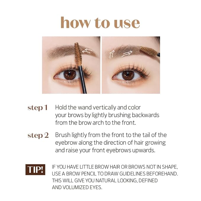 ETUDE Color My Brows - Blondie Brown (4.5g) | Beeswax & Carnauba Wax | Eyebrow Mascara, Quickly Fixing Natural Eyebrow Makeup with Care Effect | Korean Makeup, Kbeauty
