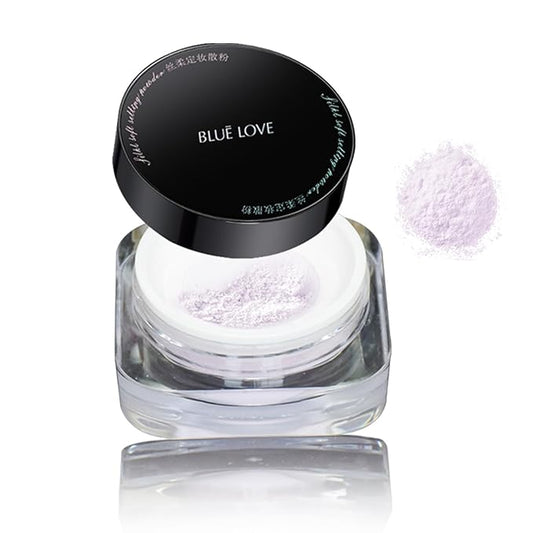 BLUE LOVE Loose Setting Powder for Oily Skin, Long-Lasting Oil Control Makeup, Waterproof Compact for a Smooth Finish (Purple)