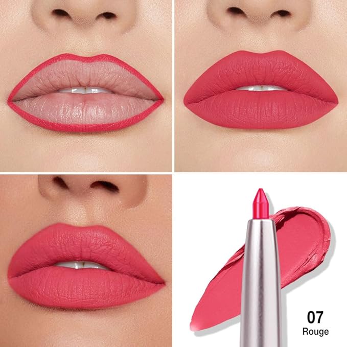 Retractable Lipliner Pencil Waterproof Makeup for Lip Liner and Eye Liner, Smooth and Creamy, Long Lasting Matte Finish, Vegan Beauty, Matte Velvet Pigmented Lip Liner (11#Rogue Red, 1)