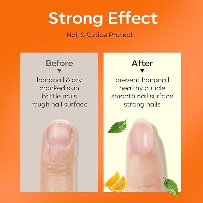 modelones Cuticle Oil for Nails Orange Nail Oil for Growth and Strength Nail Growth Oil Cuticle Care Quick Dry Nail Care Moisturize and Strengthen Damaged Nails 15ml 0.5Fl Oz