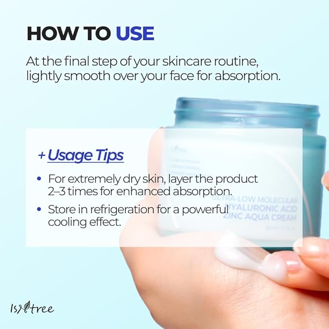 IsNtree ISTREE Zinc Aqua Cream 30ml, 1.01 fl oz | Korean Skincare | Ultra-Low Molecular Hyaluronic Acid | Pore Refining & Oil Control | Cooling & Hydrating Gel Cream