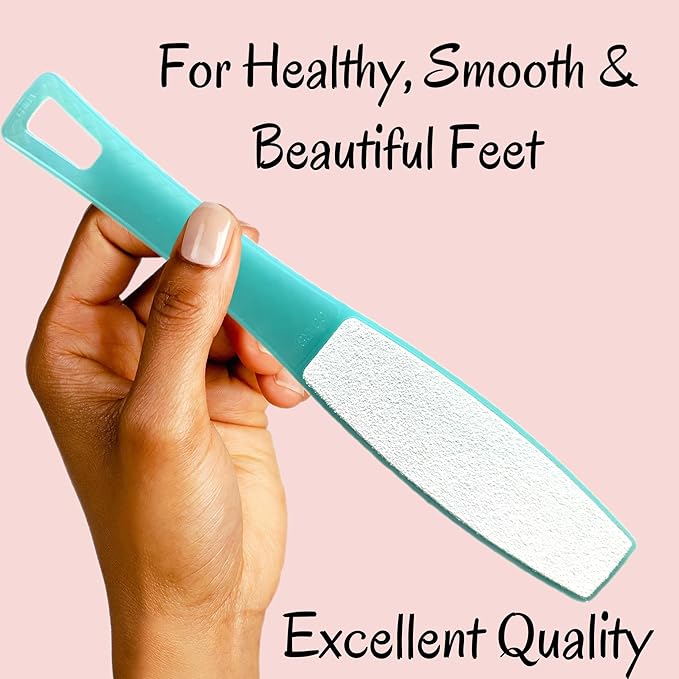 1 ALAZCO Double Sided Foot File Pumice Ergonomic Handle Scrubber Immediate Result Smooth Feet Heel Scraper Exfoliate Buffer Dead Skin Callus Corn Emery Fine & Coarse Pedicure Tool