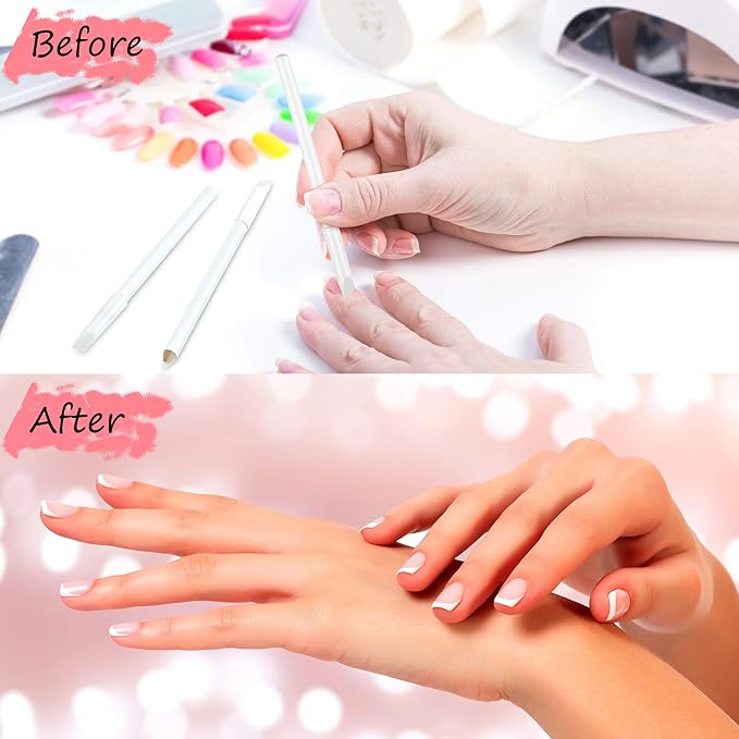 Maitys 2 Pieces Nail Whitening Pencil 2-in-1 White Nail Pencil DIY Design Manicure with Cuticle Pusher