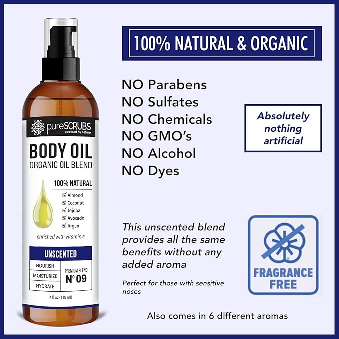 pureSCRUBS Unscented Body Scrub + Unscented Body Oil Bundle