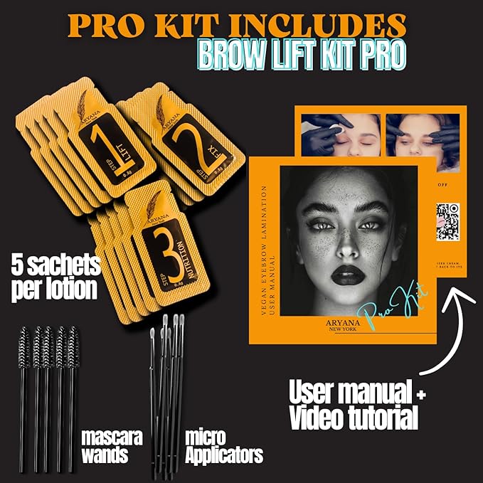 ARYANA NEW YORK Eyebrow Lamination Kit Professional | At Home DIY and Salon Use brow lamination kit | Instant Lift For Fuller Eyebrows | Brow Lift Sachet Professional Series