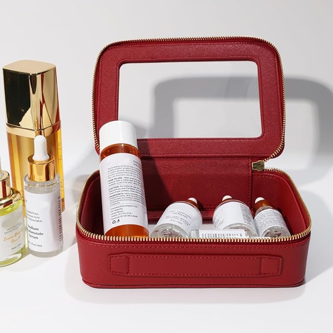 SANHECUN Toiletry bag waterproof cosmetic organizer with handle lagre opening for travelling