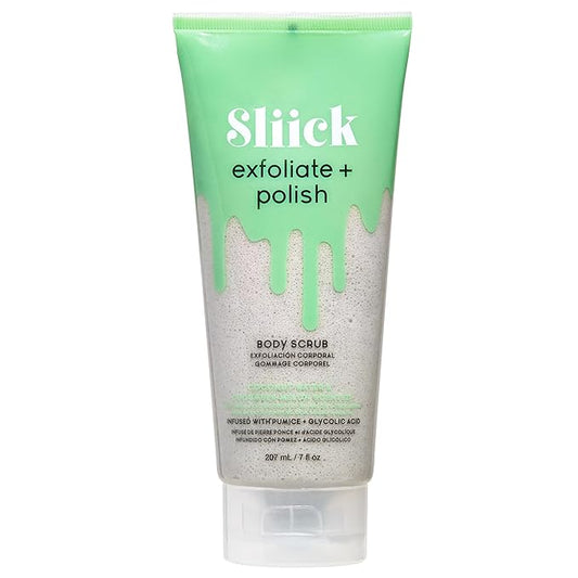 Sliick Exfoliate and Polish Body Scrub, Infused with Pumice and Glycolic Acid, 7 oz