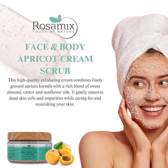 APRICOT FACE & BODY CREAM PEELING Gentle Exfoliator for Smooth & Radiant Skin, Removes Dead Skin & Impurities, Suitable for All Skin Types 8.45 Fl. Oz. / 250 ml