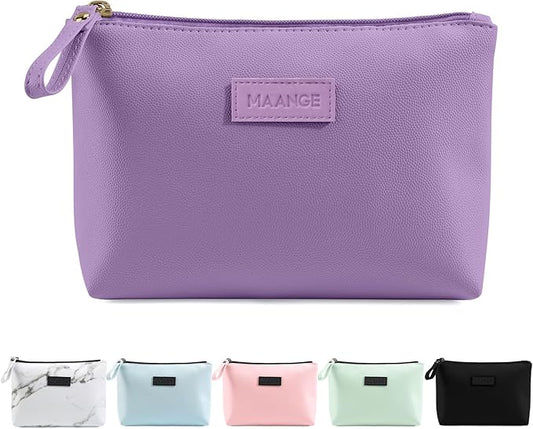 Cosmetic Bags for Women Small Makeup Bag for Purse Pu Leather Makeup Pouch Travel Makeup Bag with Zipper Make Up Bag for Travelling
