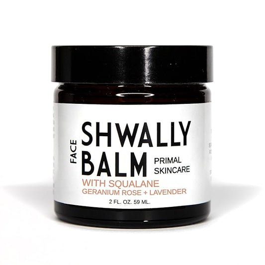 Tallow & Squalane Non-Comedogenic Face Balm - Paleo & Primal Tallow Moisturizer - 100% Grass-Fed Tallow, Squalane & Calendula Flowers - Rich in Vitamin A, K, D & E - Creates Soft, Smooth Skin - 4 Oz (Mild Geranium Rose + Lavender, 4 Oz)