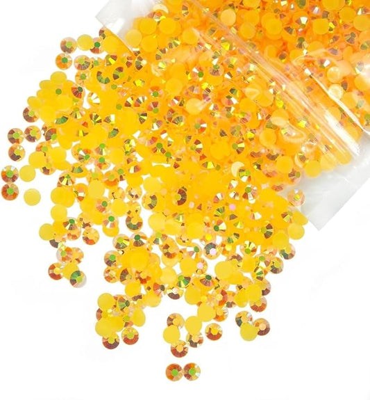 10000PCS 2mm Orange Yellow AB Resin Rhinestones Bulk Dark Yellow AB Flatback Jelly Stones SS6 Diamonds Gems Charms Supplies for Nails Face Eyes Makeup Tumblers Bottles DIY Crafts Shoes Clothes