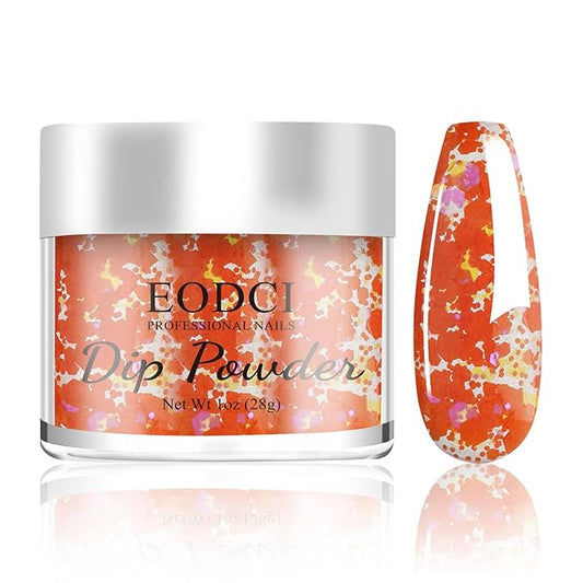 Nail Dip Dipping Powder,1 Oz/28g Dopamine Glitter Orange Color Dipping Powder French Nails Art Starter Manicure DIY Salon Home Gift for Women,No Need Nail Lamp Cured