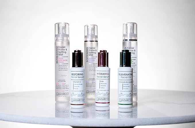 GIOVANNI Calming Facial Prime Setting Mist - Hibiscus, Cucumber & Fresh Rose Water, Set & Relax Skin for a Beautiful Complexion, On the Go Hydration, Use Before & After Applying Makeup - 5 Fl oz