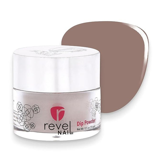 Revel Nail Dip Powder - Brown Nude Powder Dip Nail Polish, Chip Resistant Dip Nail Powder with Vitamin E and Calcium, DIY Manicure, Shady Shade
