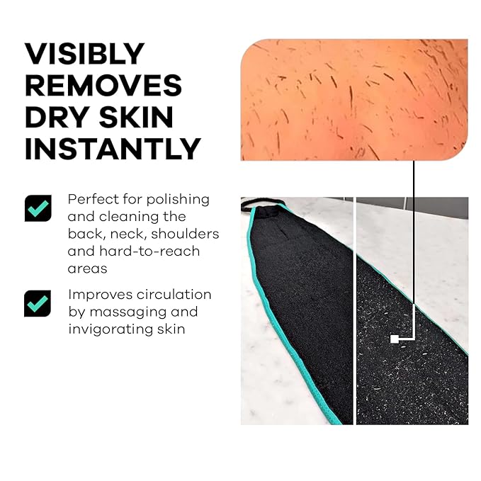 Dermasuri Deep Exfoliating Body Mitt & Back Scrub Bundle - Bath & Shower Body Scrubs, Cleansing & Full Body Exfoliation, Spa Exfoliator Glove, Dry Skin Remover, Skin Care Treatment for Women & Men