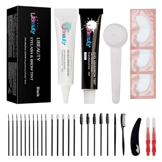 Libeauty Lash Color Kit Black Eyelash Color Volumizing Eyebrow Hair Coloring Kit DIY Use At Salon Or Home Natural Eyelash Treatment