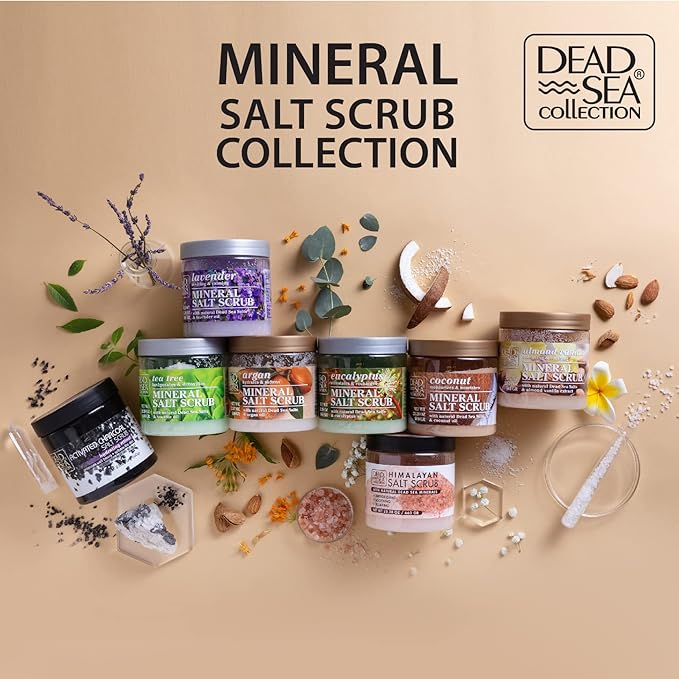 Bundle-Dead Sea Collection Salt Body Scrub -2 X Large 23.28 OZ - Salt Body Scrub Tea Tree + Salt Body Scrub Argan- Exfoliating Effect - Includes Organic Essential Oils and Natural Dead Sea Minerals