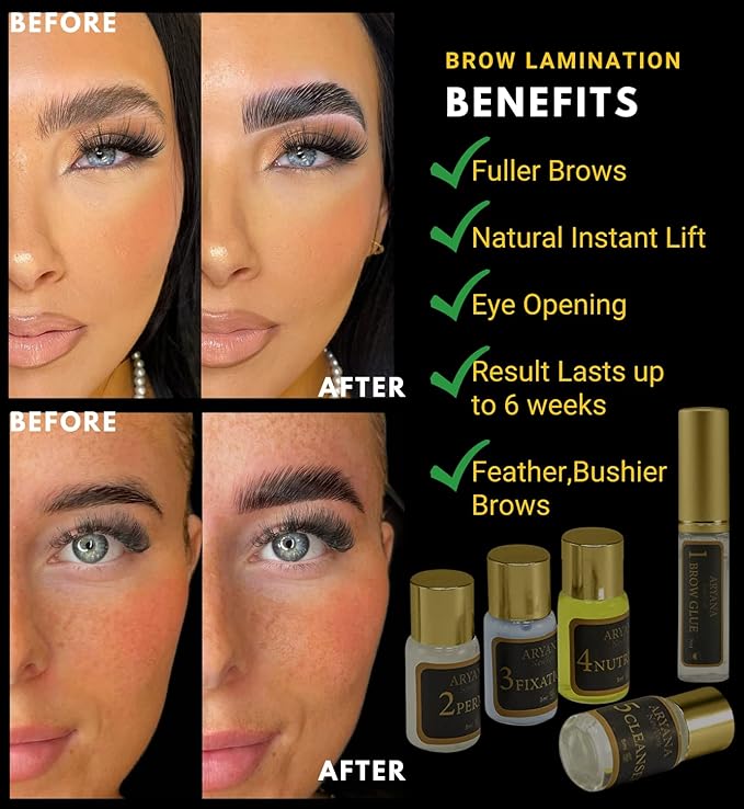 ARYANA NEW YORK Eyebrow Lamination Kit | At Home DIY Brow lamination | Instant Professional Lift For Fuller Eyebrows | Brow Brush And Micro Brushes Added