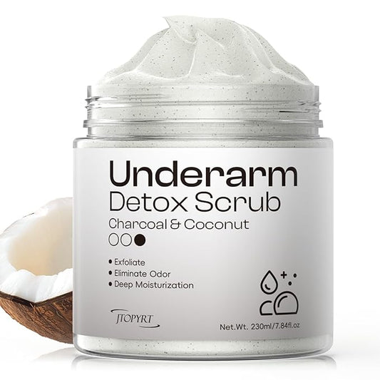 Coconut Charcoal Underarm Detox Scrub: Armpit Detox Exfoliating Nourishing for Natural Eliminate Odor Vegan Gentle for Sensitive Skin