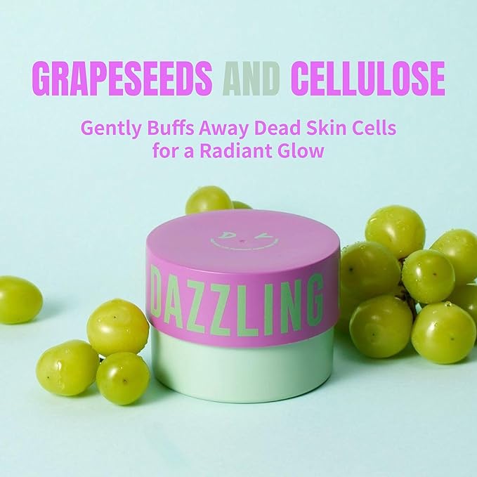 Dear Doer] Dazzling Body Scrub - Radiant & Gentle Exfoliator with Grape Seed & Plant-Derived Cellulose to Remove Dead Skin Cells with Vitamin C, Fresh Floral Scent, Vegan, 10.1 fl oz (300 ml)