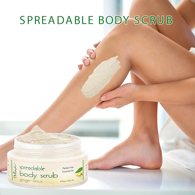 Deluvia Moisturizing Body Scrub with Ginger Citrus Essential Oils &; Dead Sea Minerals, 2-Pack