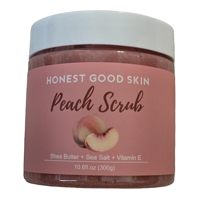 Sea Salt Scrub, 10oz Shea Butter Body Scrub, Exfoliating, Dead Skin Removal (Peach)